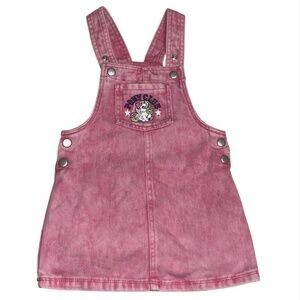 My Little Pony Denim Overall Dress Girls Size 2T Bright Pink Embroidered Logo